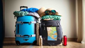 travel bag packs with map and stuff