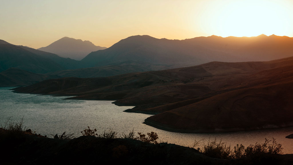 sunset with mountain, landscape, iran, nature, sunrise, west azerbaijan province